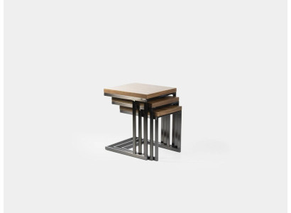 Wohnzimmer 3x Beisteltisch Luxus Holz Tisch Edelstahl Design Möbel Einrichtung